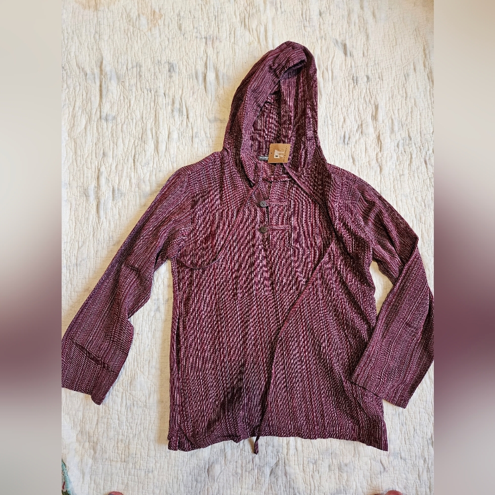 NWT Womens Earthbound Striped Hooded Pullover Size Large